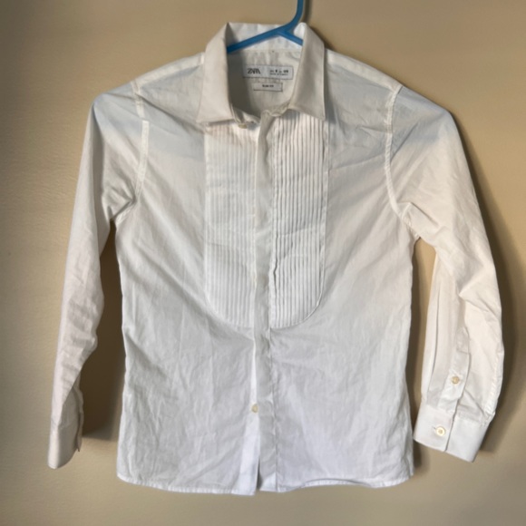 White Zara button down collar shirt. Slim fit. Boy size 8 - Picture 1 of 5